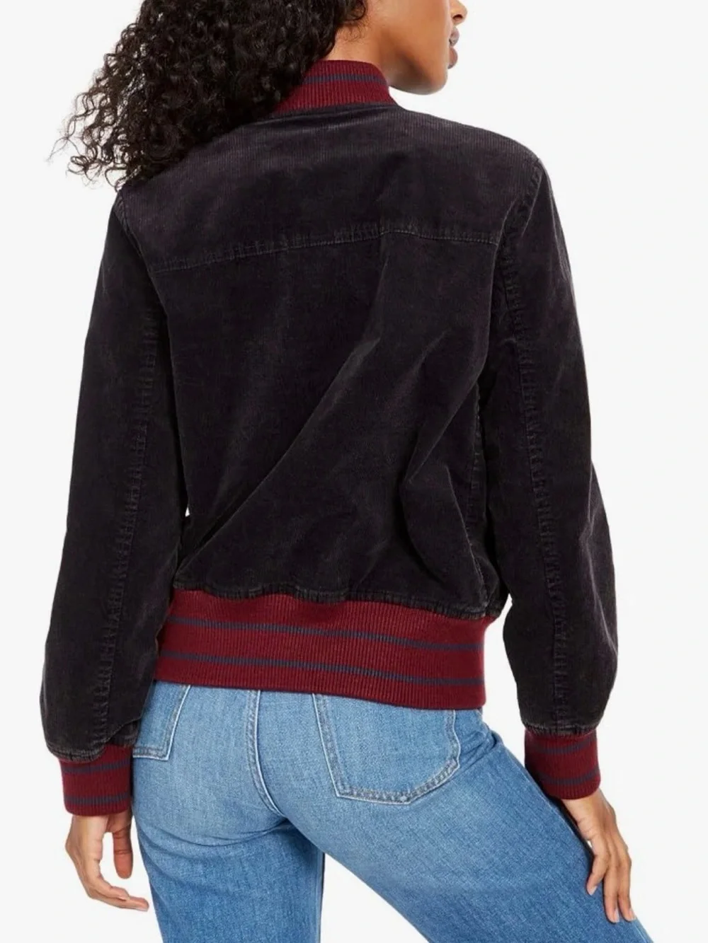 Free People Atlas Cord Bomber Jacket Navy Small NWT